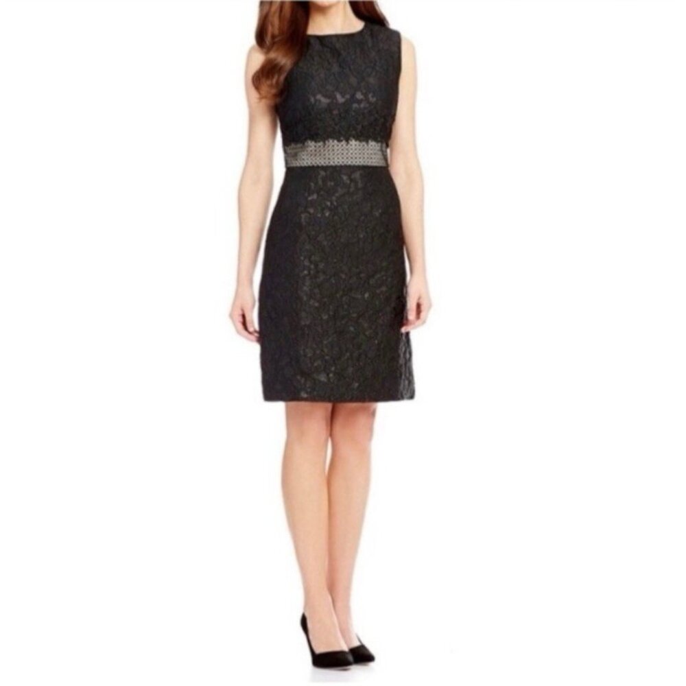 Antonio Melani Sheath Dress 4 Asphalt Black Textured Sleeveless Career Party